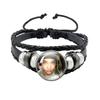 Pop Retro Rock Band Tokio Hotel Bill Kaulitz Band Black Rope Button Glass Cabochon Leather Bracelet Jewelry Charm Fans