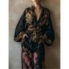 Spring/Summer 2026 Retro Print Deep V Tie-up Top & Wide-leg Pants Two-piece Set for Women