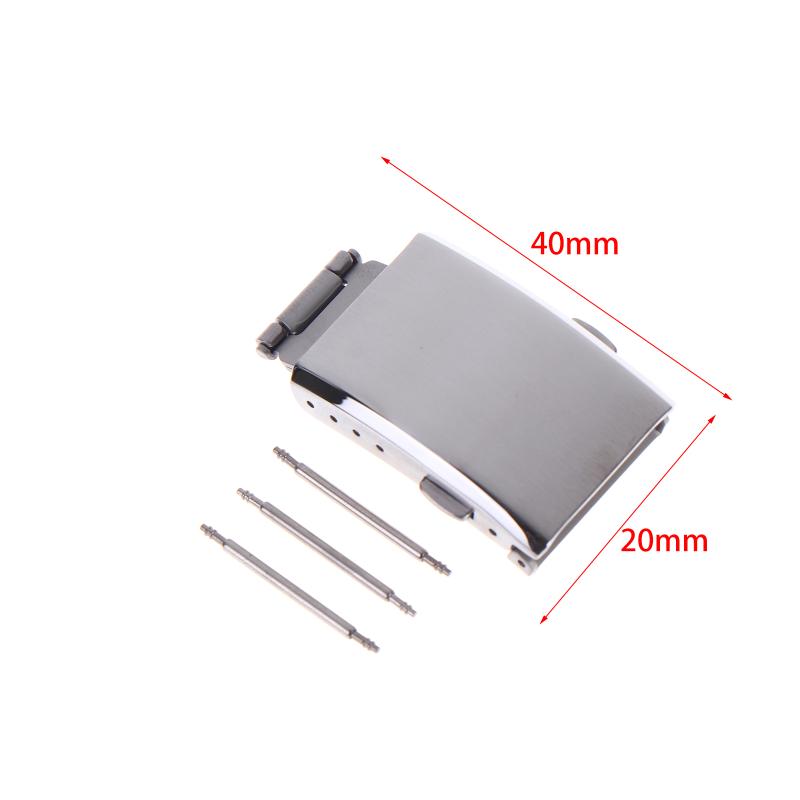 

16/18/20/22Mm 316L Stainless Steel Brushed Folding Safety Buckle Double Lock Button Push Extendable Adjustable Watch Band Clasp 20MM