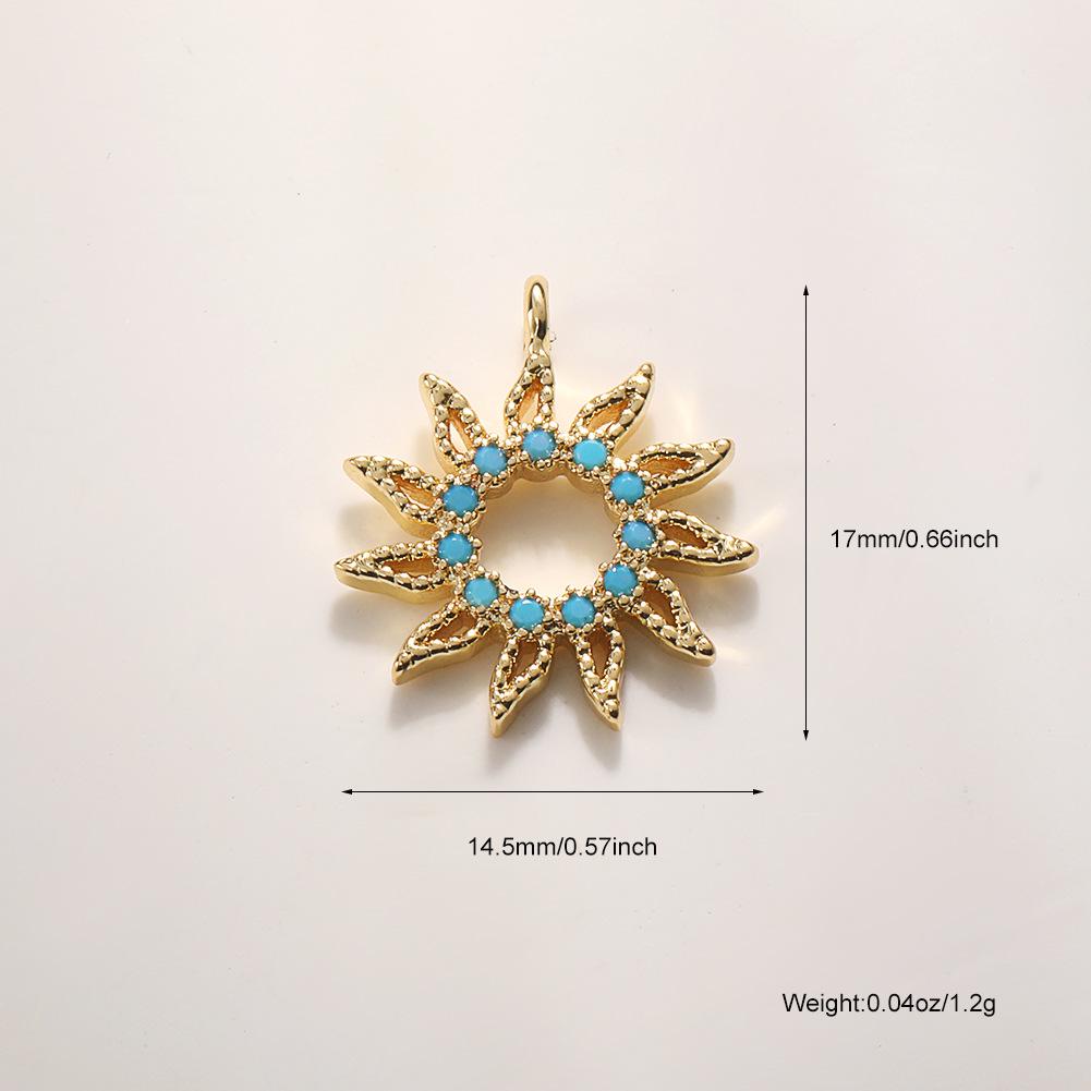 Trendy Sun Pendant Copper Gold-Plated Drip Oil DIY Jewelry: Necklace, Bracelet, Earring Accessories for Women