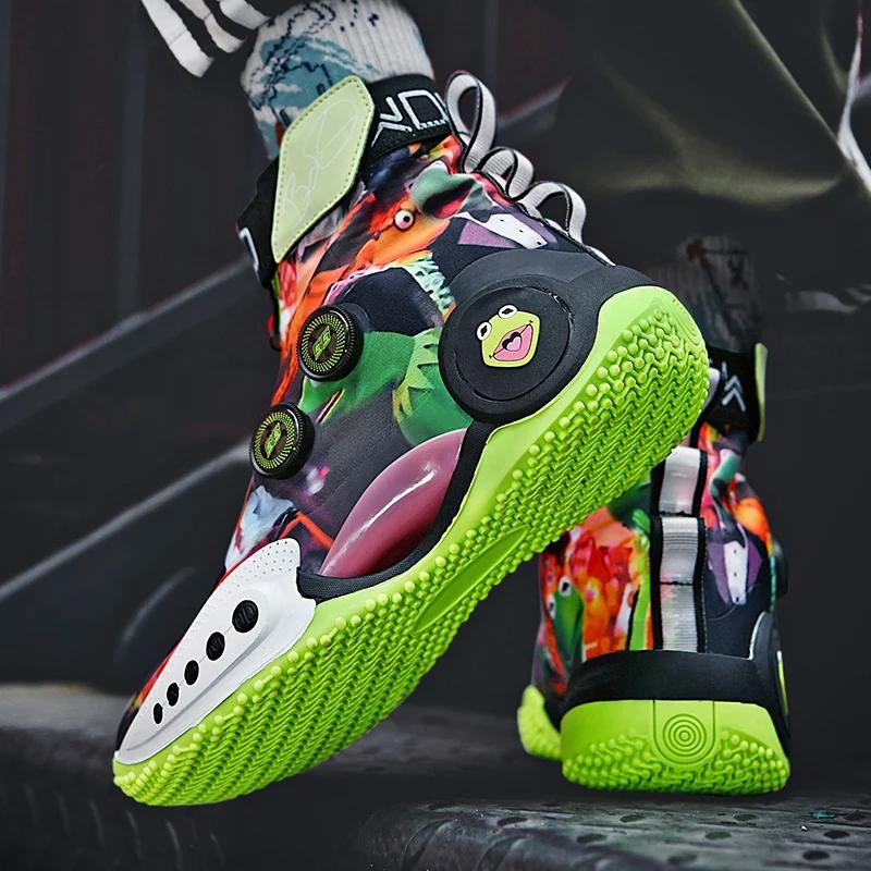 Basketball shoes high top zipper graffiti wear real combat student net surface breathable cement star sports men's shoes