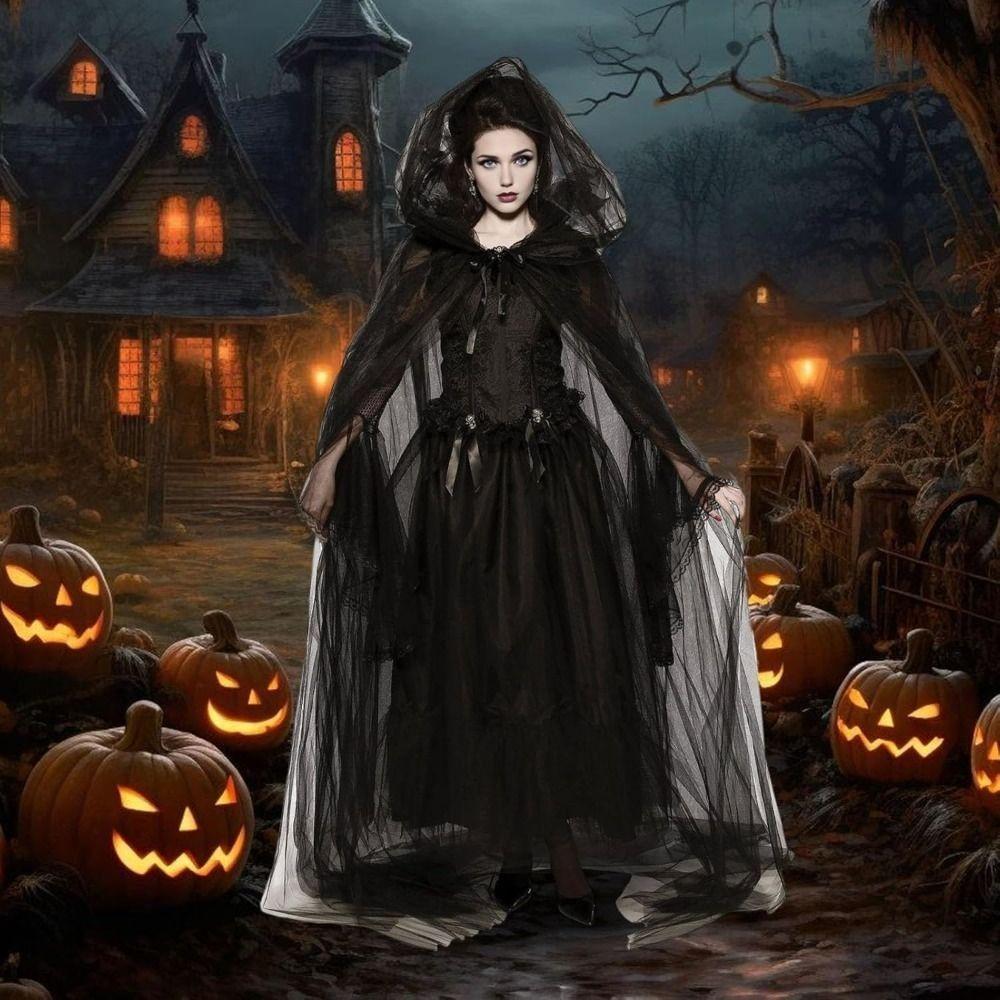 with Oversized Hood Overcoats Lace-up Cosplay Costume Creative Gift Vintage Hooded Cape