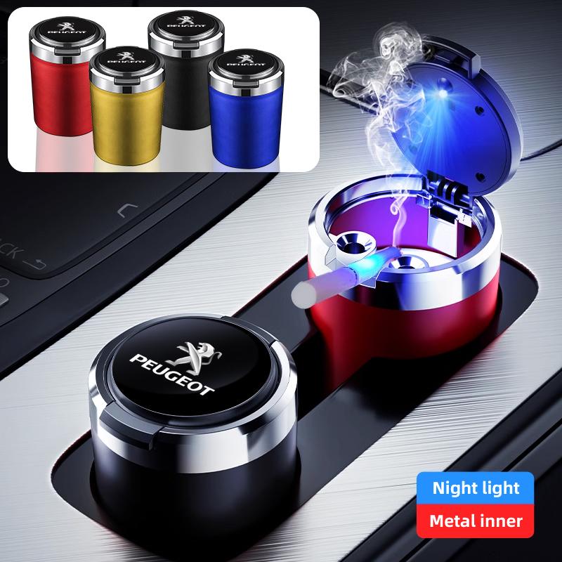 Car Cigarette Ashtray Cup With Lid With LED Light Portable Detachable Ashtray For Peugeot 206 207 307 3008 2008 308 407 408 5008