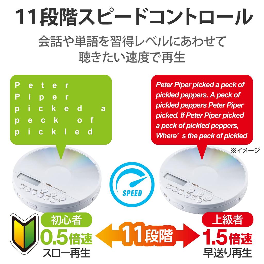 Logitech Portable CD Player with Remote Wired Bluetooth White Control, & Compatible, LCP-PAPB02WH