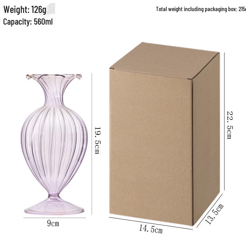 Retro French Embossed Glass Vase for Hydroponic Floral Decor - Clear Craftsmanship for Living Room and Dining Table