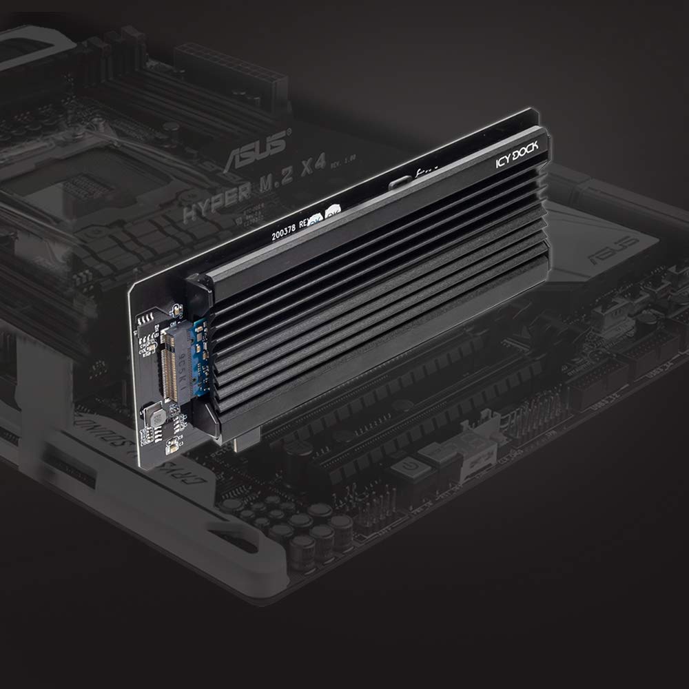 ICY DOCK NVMe SSD Adapter and Heatsink PCIe x4 32Gbps SSD to PCI e slot MB987M2P-2B M.2 3.0 m.2