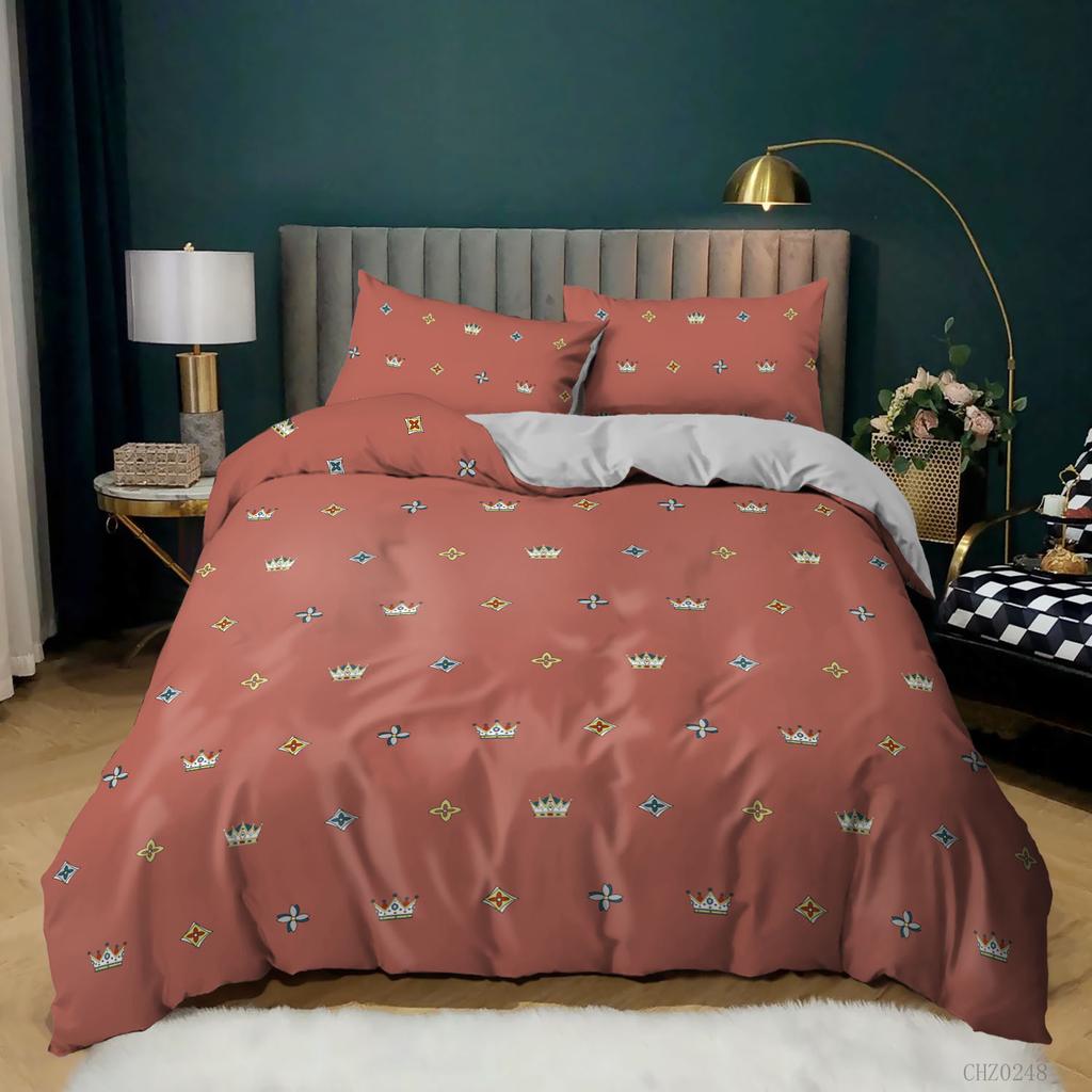 Light Luxury 3D Digital Printing Three-Piece Quilt Cover Bedding Crown