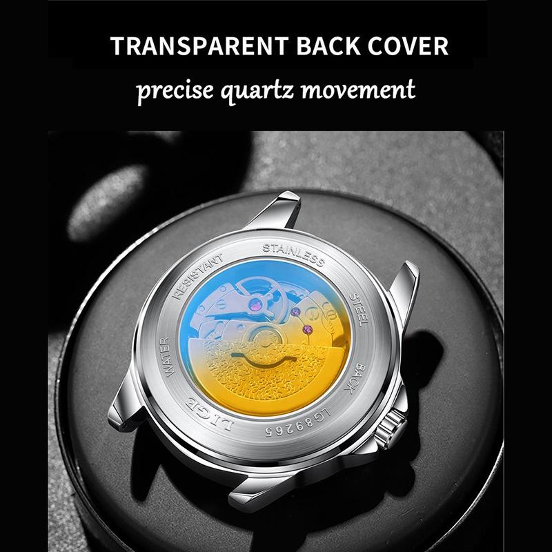 Men Quartz Wrist Watch Luminous Scale Waterproof Steel Strap Chronograph Watch with Calendar 24H Display