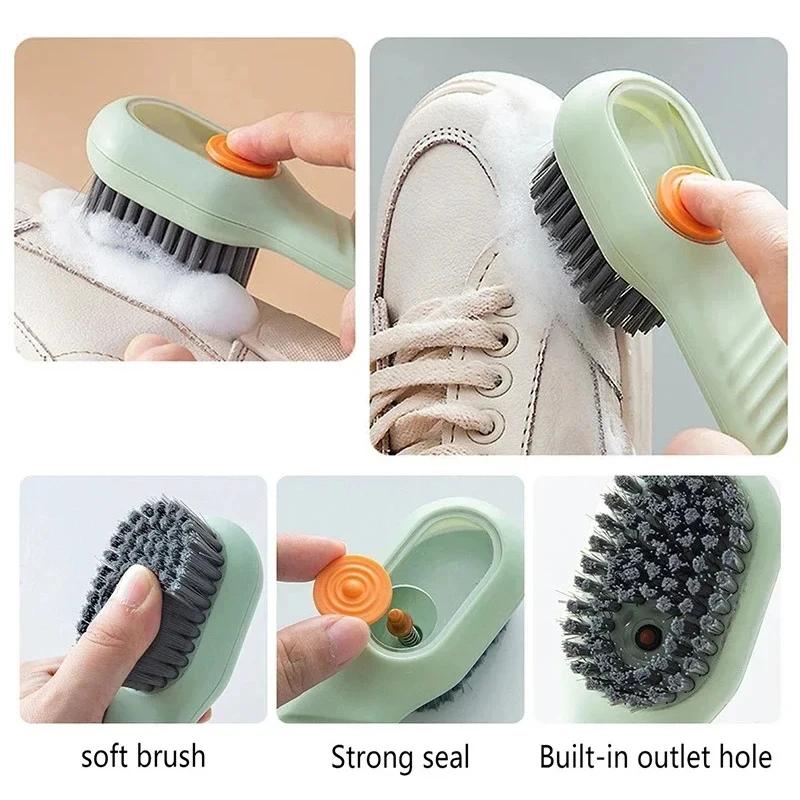 Multifunction Automatic Soap Liquid Adding Shoe Brush Soft-bristled Clothes Brush Clothing Board Soap Dispenser