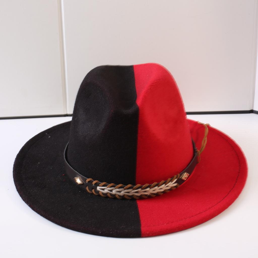 Popolare cappello a cilindro a tesa larga bicolore classico europeo e americano moda uomo e donna stile OL cappello da cowboy cappello jazz