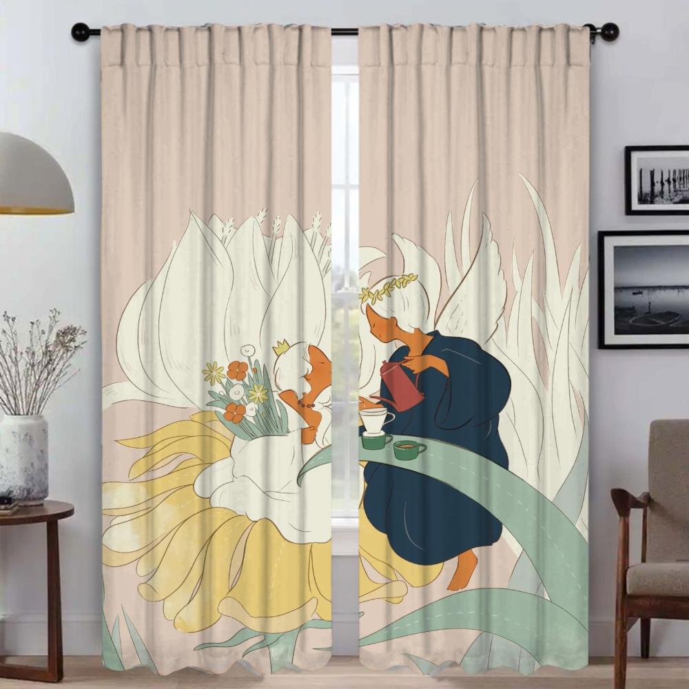 Dream Girl Curtains Child Room Partition Kitchen Curtains for Camera Halloween Decoration Blackout Curtain Shades Living Elegant