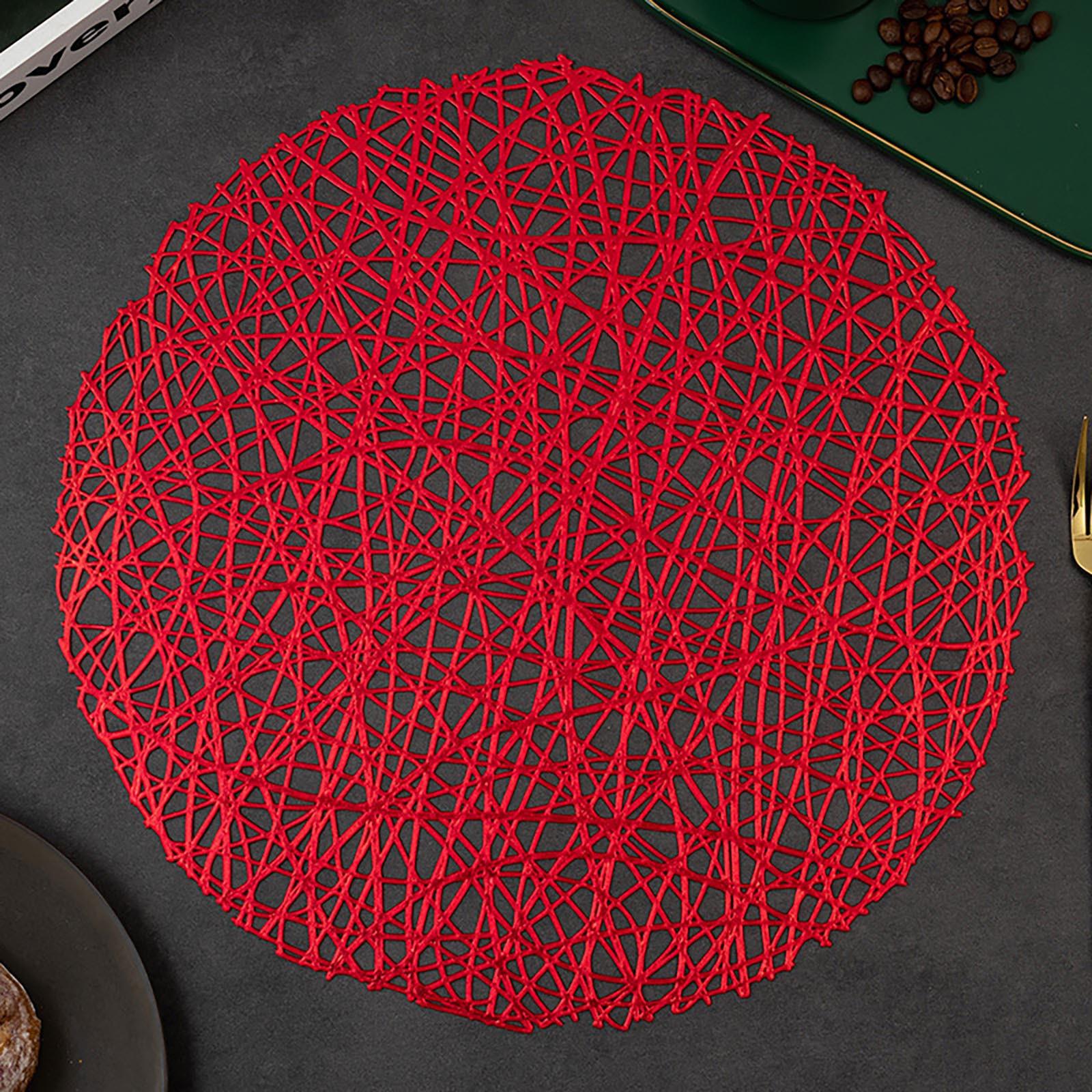 

Коврики для столовых приборов Placemas Нескользящие коврики для обеденного кухонного стола, моющиеся для свадебных мероприятий, дня рождения One Size красный