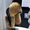 New genuine fox fur ear-protecting hat Men real raccoon fur bomber hat Women winter warm fur real sheep leather snow hat
