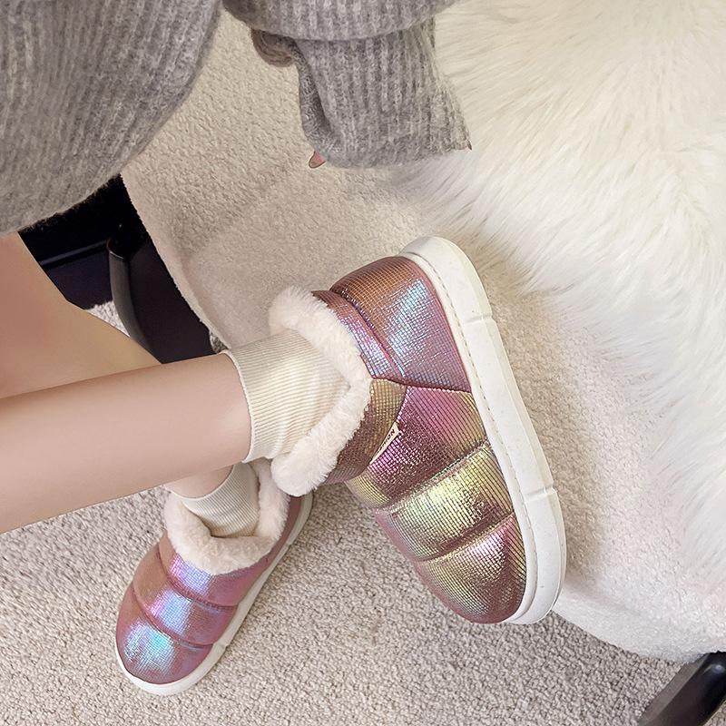 Processing Customized Women's Winter Shoes and Boots, Piled and Thickened Non-slip Thick-soled Fluffy Shoes, Women's Warm and Waterproof Cotton Boots