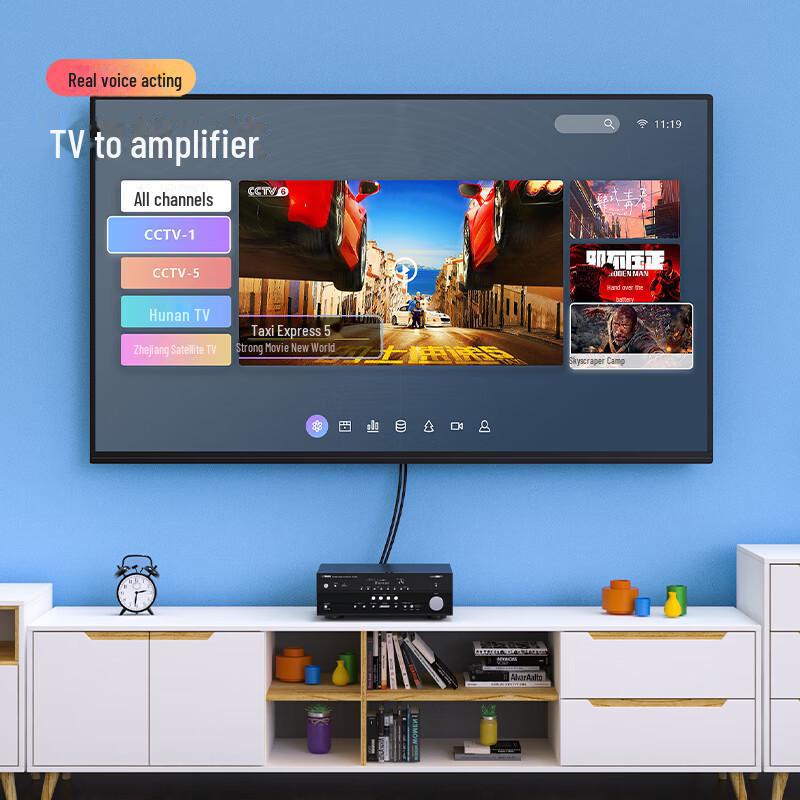 Biaz Dual Lotus Head 2RCA Male-to-Male 1m Red/White AV Audio Signal Cable