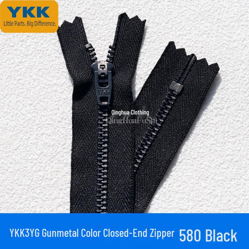 

Медная молния YKK3YG цвета Gunmetal для джинсов, кожаных сумок, брюк - Оригинальный продукт Black 12cm 1 piece