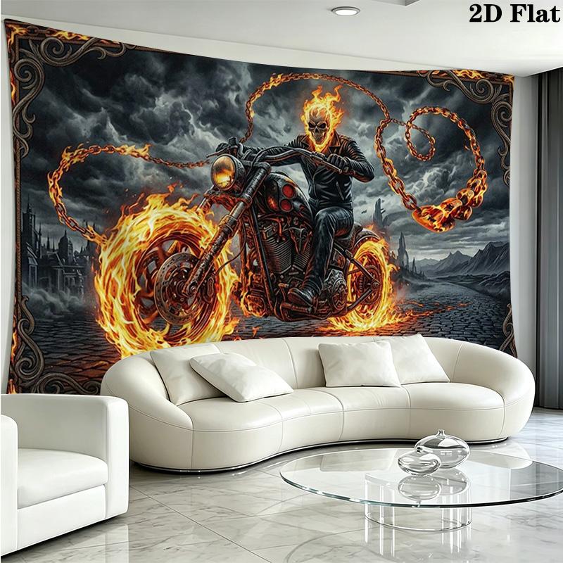 Horseman of Hell Wall Tapestry Aesthetic Wall Hanging Printed Fabric Blanket Decorative Tapestries for Bedroom Living Room Home Decor