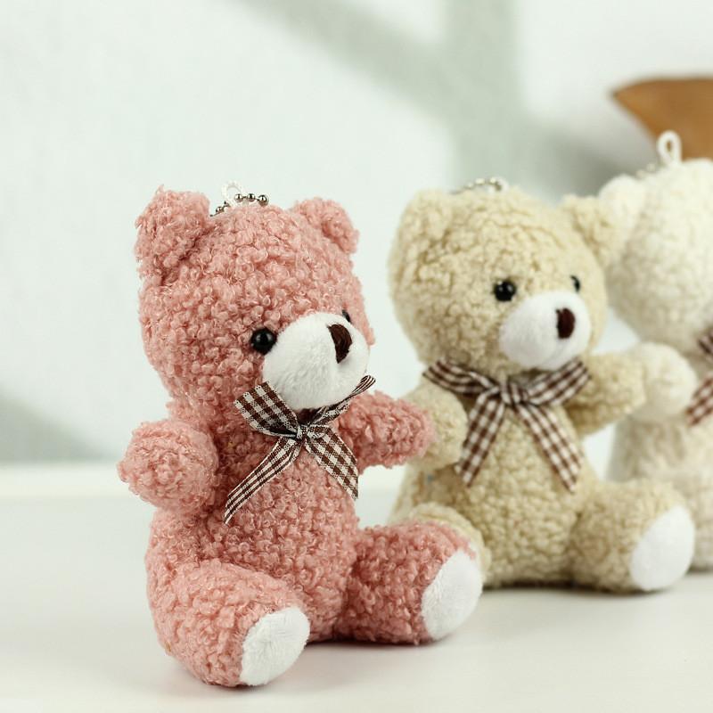 Plush Cuddly Teddy Bear Keychain Cute Coral Fleece Animal Gift For Kids And Adults