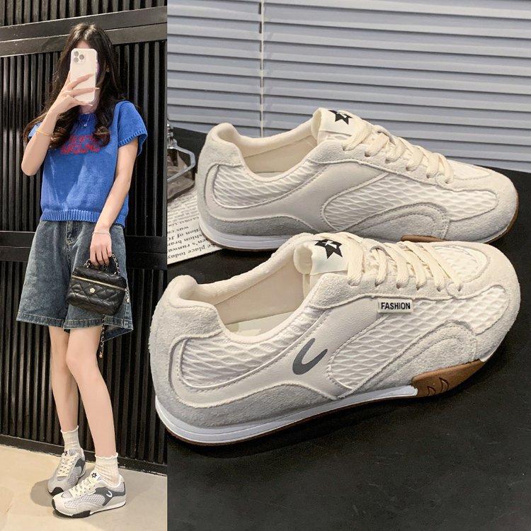Retro Mesh Breathable Flat-bottomed German Training Shoes Women's 2025 Summer New Color Matching Casual Sports Shoes Versatile Board Shoes Women