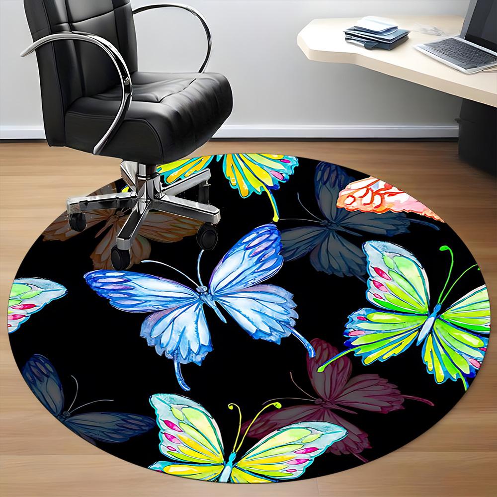 1pc Butterfly Print Chair Carpet for Office, Non-slip, Soft and Durable Office Rug, Perfect for Office yy251227138