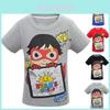 Trendy Ryan Toys Review Cartoons Print T-shirt Soft Cotton Blend Short Sleeve Tops