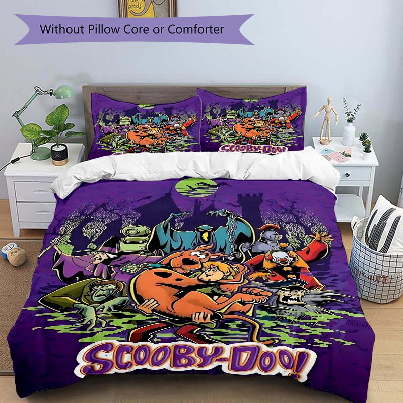 

3pcs Cartoon Scooby Doo The Mystery Begins Printed Bedding Set, Soft and Comfortable Quilt Cover for Bedroom, Guest Room .H012 135x200cm