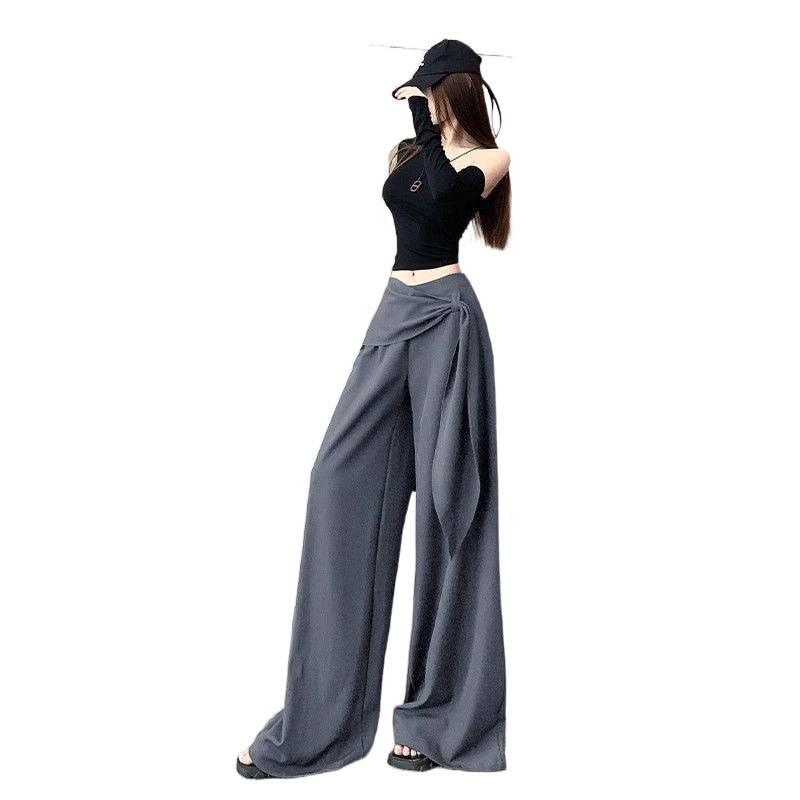 Damen Palazzo-Hose mit hoher Taille und Schnürung, Design Frühling/Sommer 2026, Figurschmeichelnder Fall, Bodenlang, Lässiger Vielseitiger Stil.