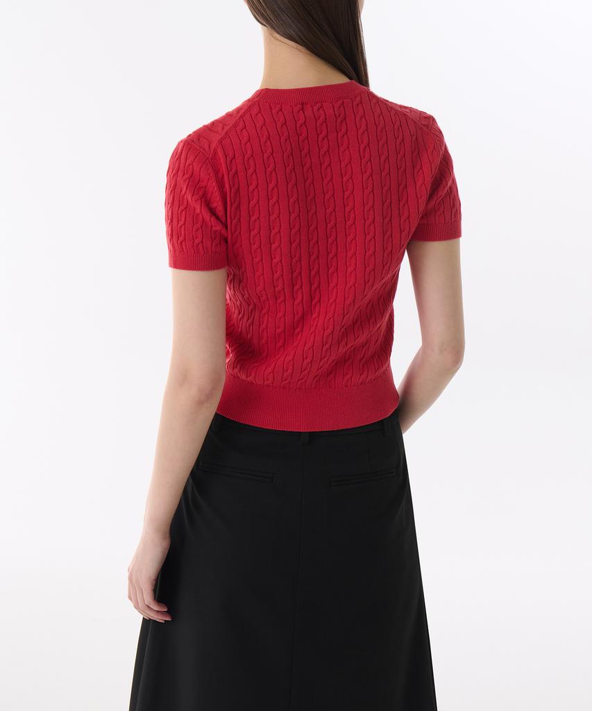 MUSINSA STANDARD WOMAN Women'S Cable Crew Neck Short Sleeve Knit [Red]