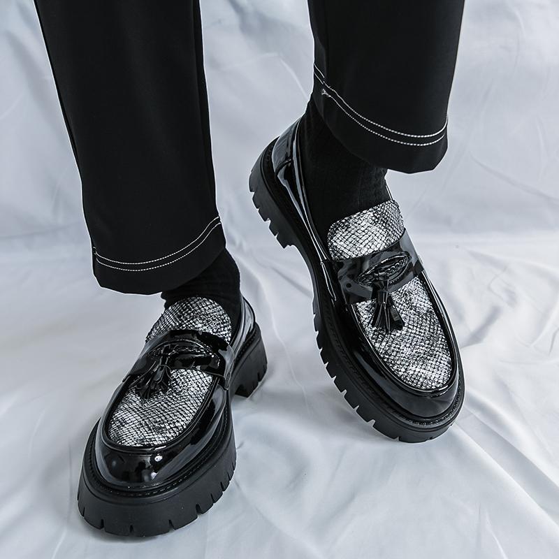 Fashion Business Men Height-increasing Fringed Shoes Men One-foot Lightweight Comfortable Thick-soled Fashionable Leather Shoes Men