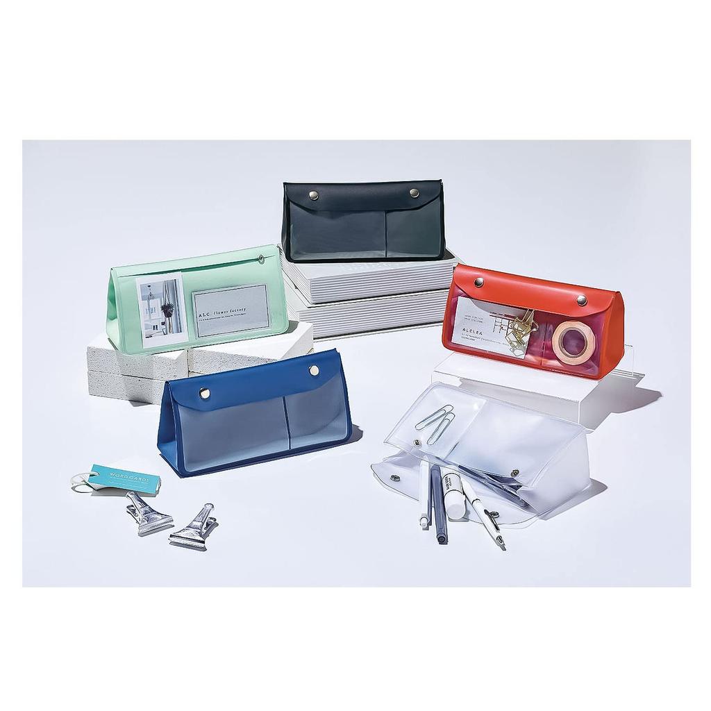 LIHIT LAB ALCLEA Clear Antibacterial PVC Triangle Pencil Large Case, Capacity, Clear, A7942-1