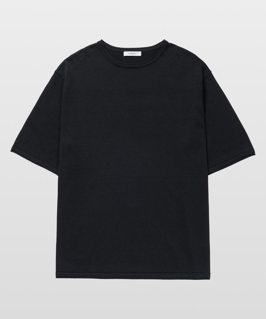 MANNERGRAM 100% Soft Cotton Rolling Edge Round Short Sleeve Knit Black