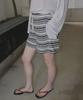 Mosyupamosyu Striped Knit Elastic Shorts [Black]