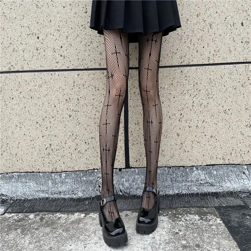 Heart Flower Mesh Japanese Girls Lolita Ins Tights Stockings White Fishnet Pantyhose Female Women Sexy Love Dot Summer Leggings
