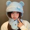 Sweet Neck Collar Beanies Cap Bow Pullover Cap Fashion Bear Ear Knitted Hat  Autumn