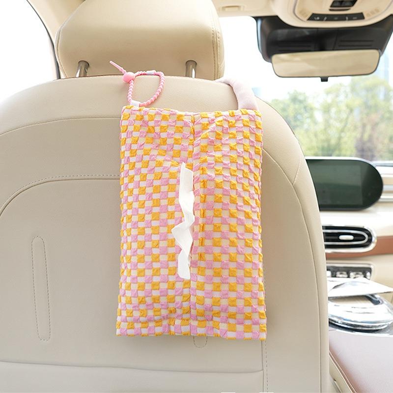 Cute Cream Style Diy Fabric Hanging Car Tissue Box Home Use