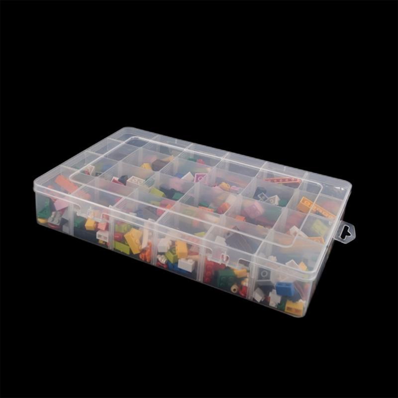 24 Compartments Clear Stackable Plastic Storage Boxes with Adjustable Dividers for Beads Crafts Jewelry Fishing Tackle