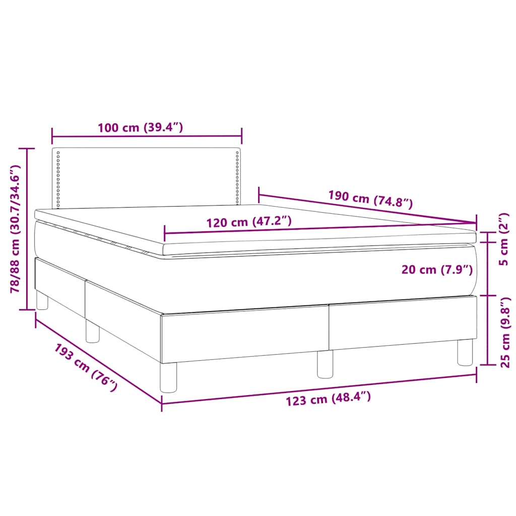 Box Spring Bed with Mattress & LED Black 120 x 190 cm Velvet