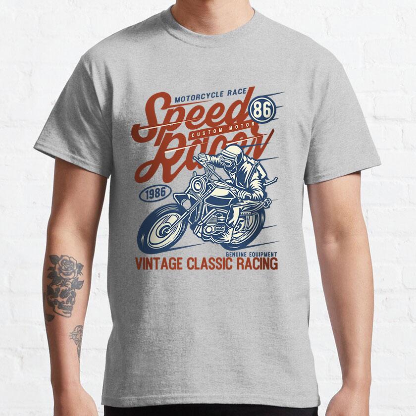 Speed Racer Vintage Classic Motorcycle Racing Genuine Equipment Motor Bike Printed T Shirt 100% Cotton  Plus Size Men's Clothing