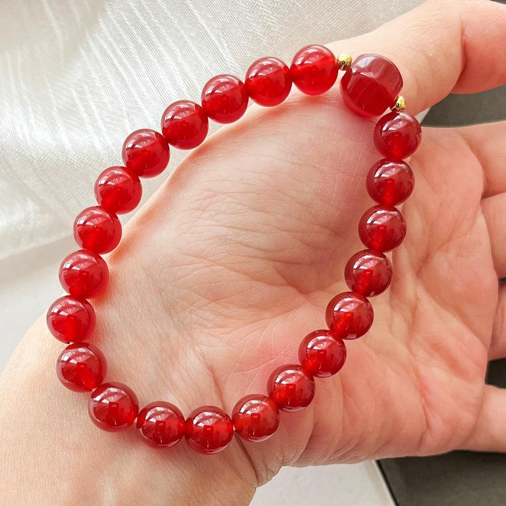 7A8Mm High Quality Ice-Permeable And Hydrating Natural Chalcedony Agate Bracelet Bracelet.