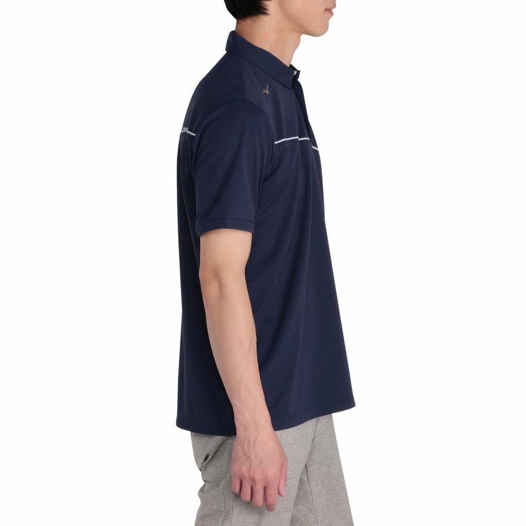 Mizuno Solar Cut Ice Touch Short Sleeve Shirt with Heat Deep Navy Zip-Up Collar, Shielding, E2MAC001,