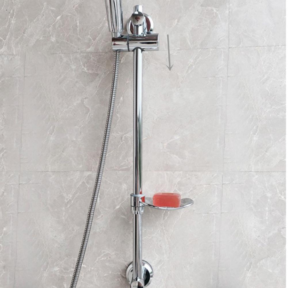 Stainless Steel Lift Type Shower Slide Bar Holder with Rod Soap Dish Suction Cup Install