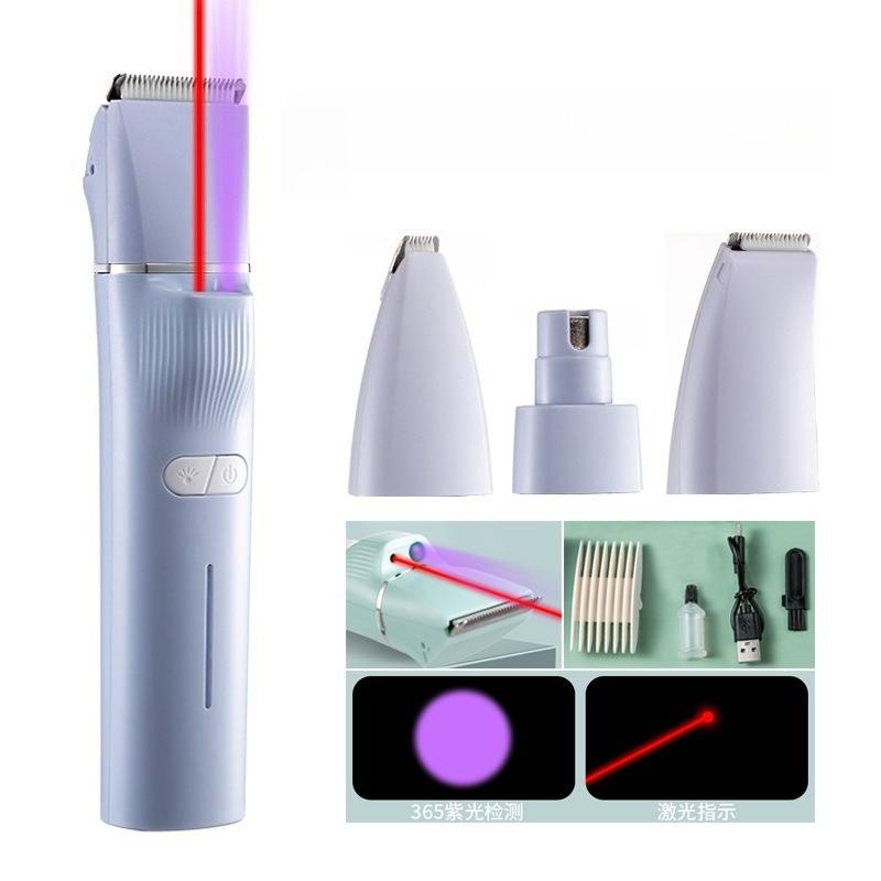 4 in 1 Pet Grooming Clippers for Cats Dogs Trims Paw Hair Detects Ringworm Urine Rechargeable
