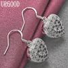 925 Sterling Silver Heart AAA Zircon Earrings Wedding Jewelry