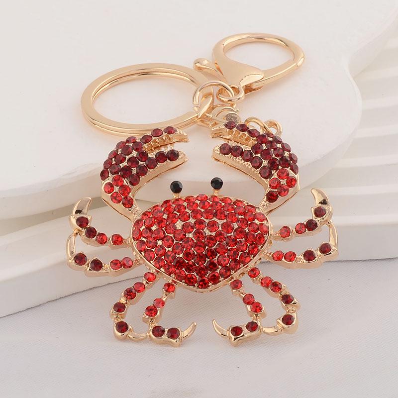 Colored Rhinestone Crab Keychain - Metal Bag & Car Pendant, Small Gift Event Accessory
