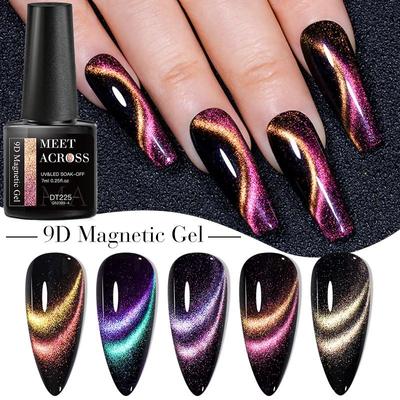 MÖT ÖVER 7ml Cat Eye Magnetic Gel Nagellack Semi Permanent Dynamic Glitter Reflekterande Nagelgel Soak Off UV Gel Nail Art Lack