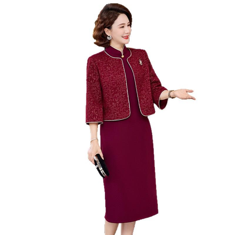 Elegant Two-Piece Set for 40-60 Year Old Women - Perfect for Spring/Autumn Weddings and Festive Occasions