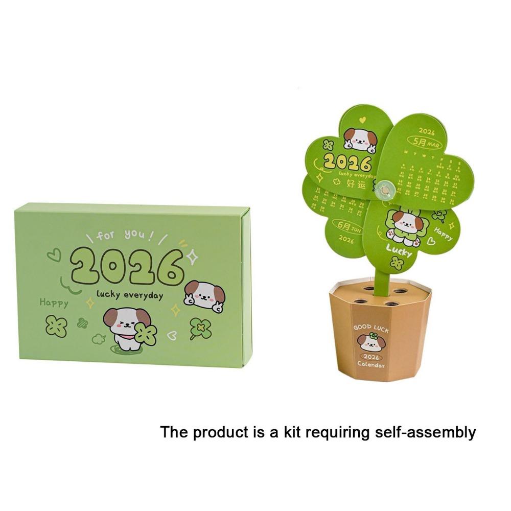 

Leaf Shape 2026 Desktop Calendar Daily Schedule Standing Desk Calendar Pen Holder Gifts зелёный/коричневый