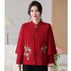 Autumn and winter cardigan middle-aged mother autumn knitted sweater new embroidered real two-piece coat women
