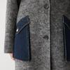 ELLE French Denim Patchwork Fashion Design Casual Loose Long Hooded Double-Sided Wool Coat Women Coats EN52366