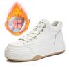 High-top leather little white shoes women's 2025 winter new women's thick-soled warm women's shoes casual versatile flat-soled single shoes